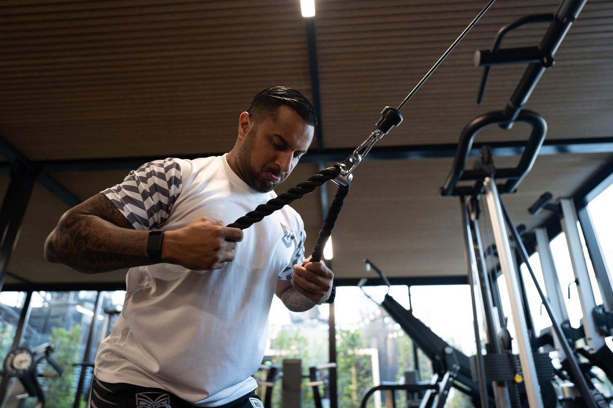 Cable machine session on the fitness floor